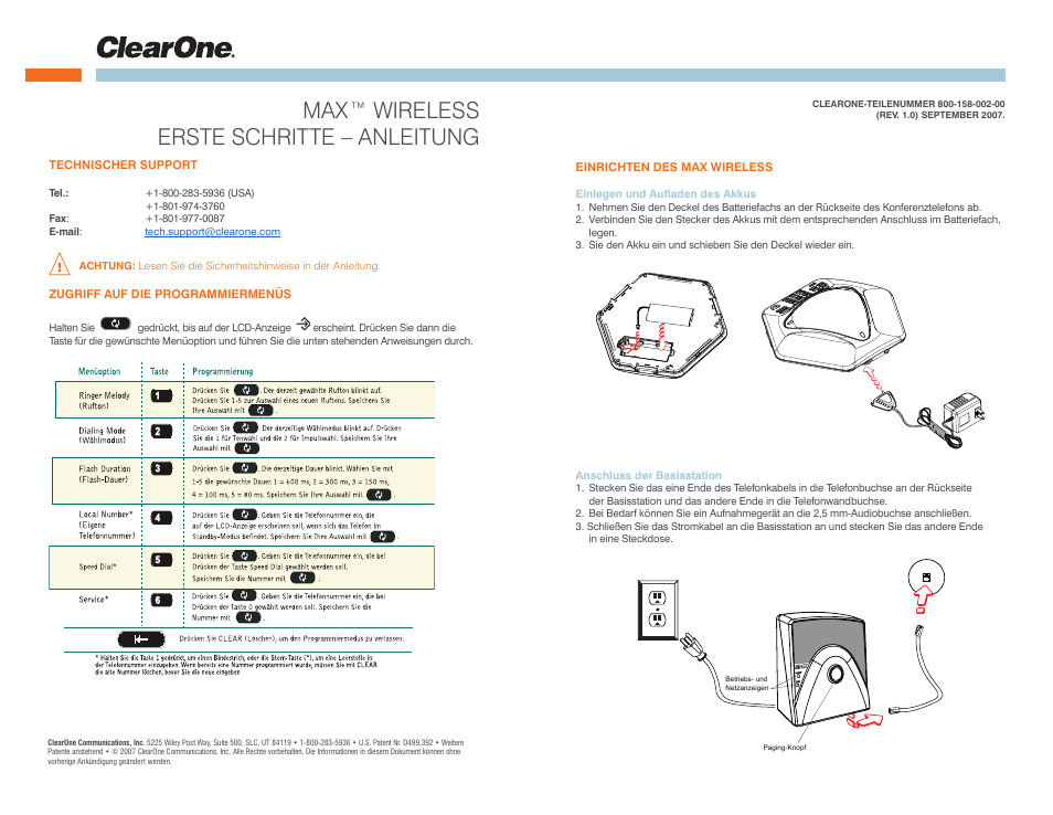Max™ wireless erste schritte – anleitung | ClearOne MAX Wireless Quick Start User Manual | Page 7 / 20