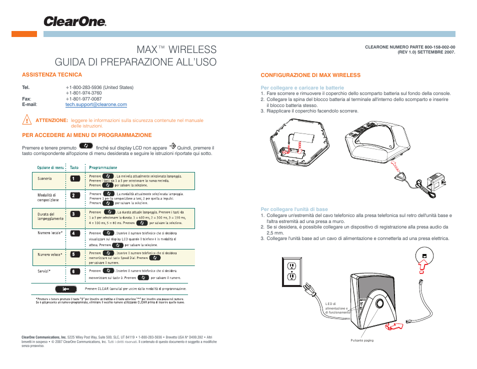 Max™ wireless guida di preparazione all’uso | ClearOne MAX Wireless Quick Start User Manual | Page 9 / 20