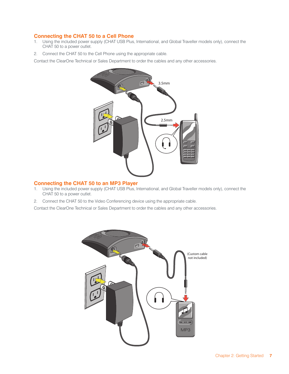 Onnecting, Chat 50, Hone | Mp3 p, Layer | ClearOne CHAT 50 Manual User Manual | Page 10 / 25