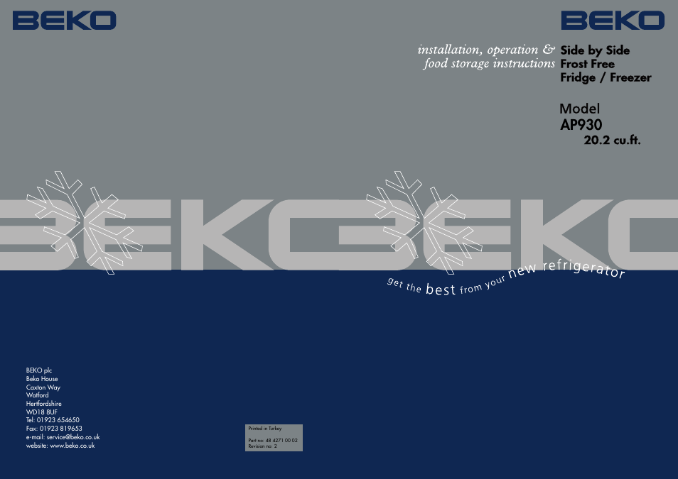 Beko AP930 User Manual | 21 pages