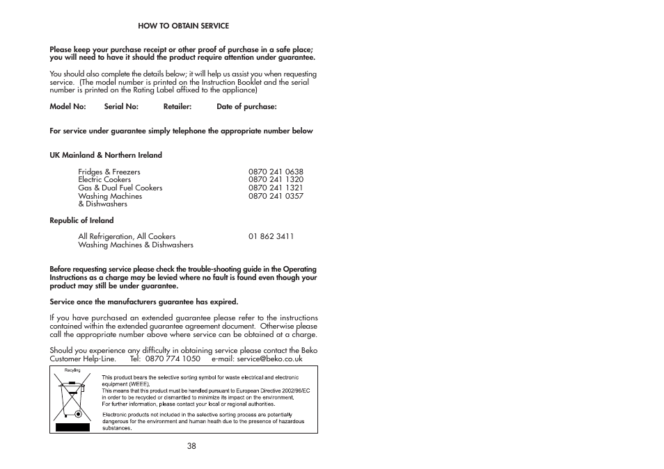 Beko AP930 User Manual | Page 21 / 21