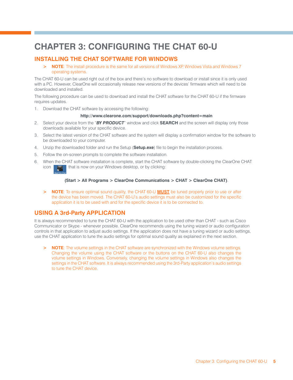 Chapter 3: configuring the chat 60-u | ClearOne CHAT 60-U Manual User Manual | Page 8 / 16