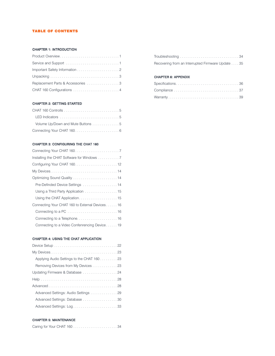 ClearOne CHAT 160 Manual User Manual | Page 3 / 44