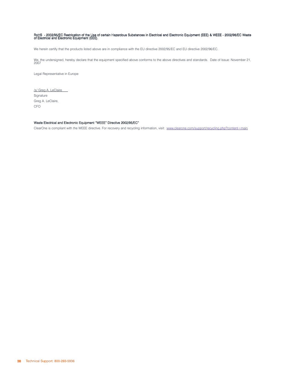 ClearOne CHAT 160 Manual User Manual | Page 42 / 44
