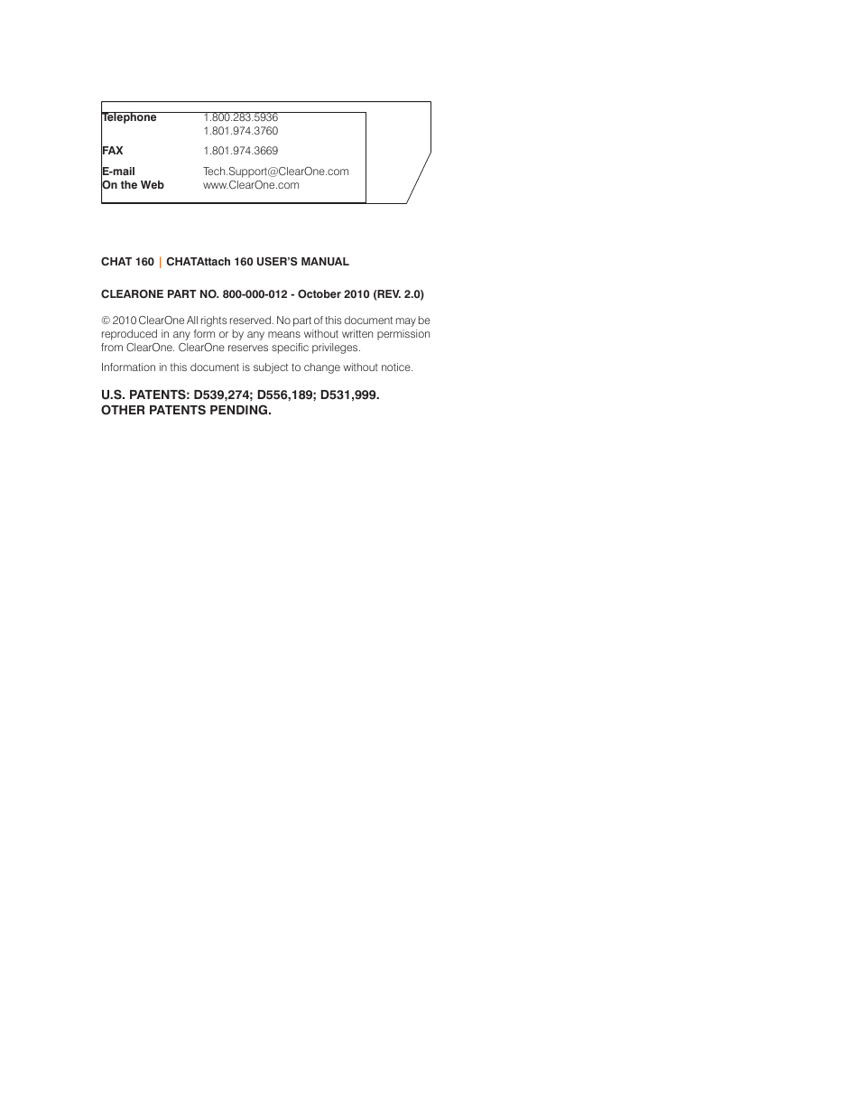 ClearOne CHATAttach 160 Manual User Manual | Page 2 / 22