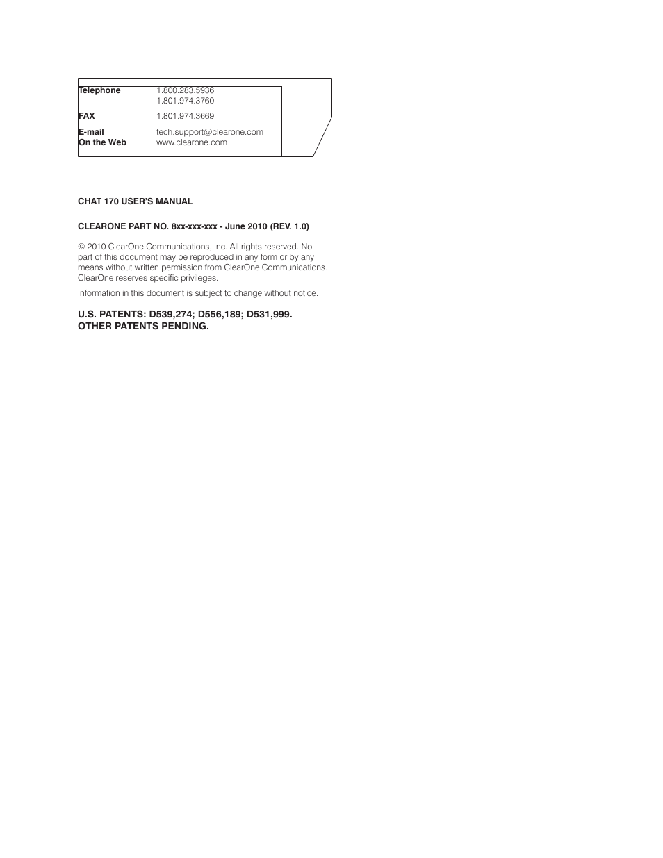 ClearOne CHAT  Manual User Manual | Page 2 / 35