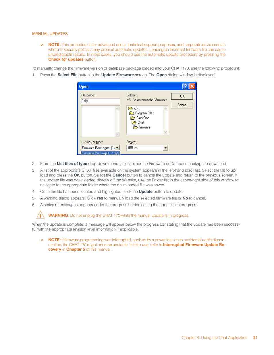 Manual updates | ClearOne CHAT  Manual User Manual | Page 24 / 35