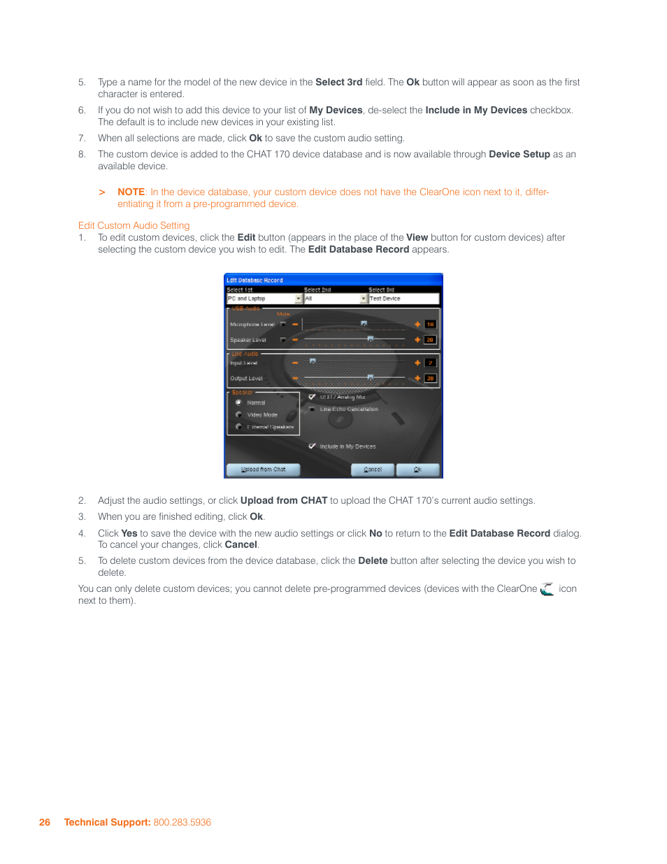 Ustom, Udio, Etting | ClearOne CHAT  Manual User Manual | Page 29 / 35