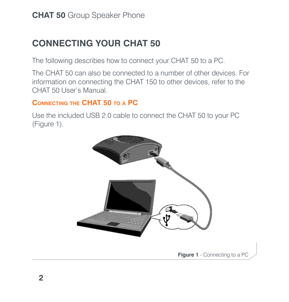 Connecting your chat 50, Chat 50 group speaker phone 2 | ClearOne CHAT 50 Quick Start User Manual | Page 4 / 16