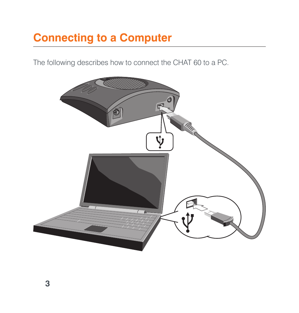 Connecting to a computer | ClearOne CHAT 60 Quick Start User Manual | Page 5 / 8