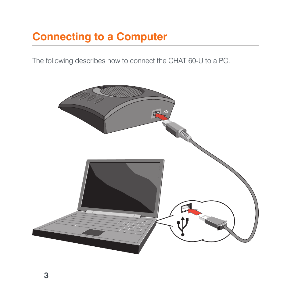 Connecting to a computer | ClearOne CHAT 60-U Quick Start User Manual | Page 5 / 8