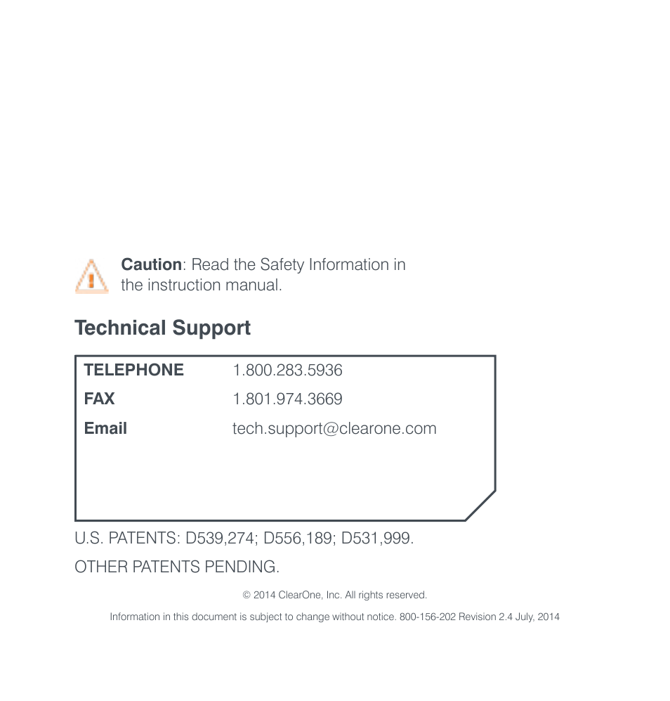 Technical support | ClearOne CHAT 150 Quick Start User Manual | Page 10 / 20