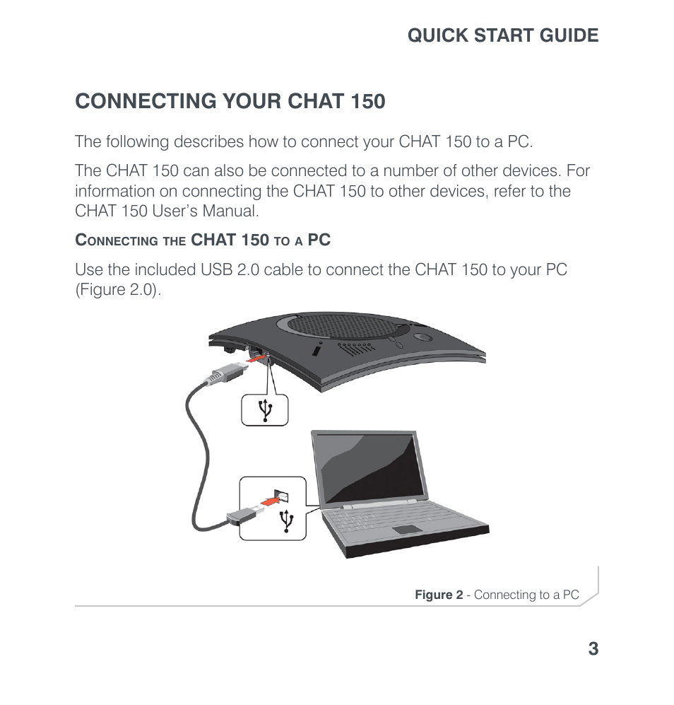 Connecting your chat 150, Quick start guide 3 | ClearOne CHAT 150 Quick Start User Manual | Page 5 / 20
