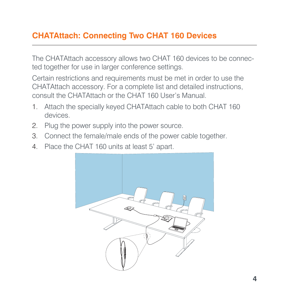 Chatattach: connecting two chat 160 devices | ClearOne CHATAttach 160 Quick Start User Manual | Page 6 / 9