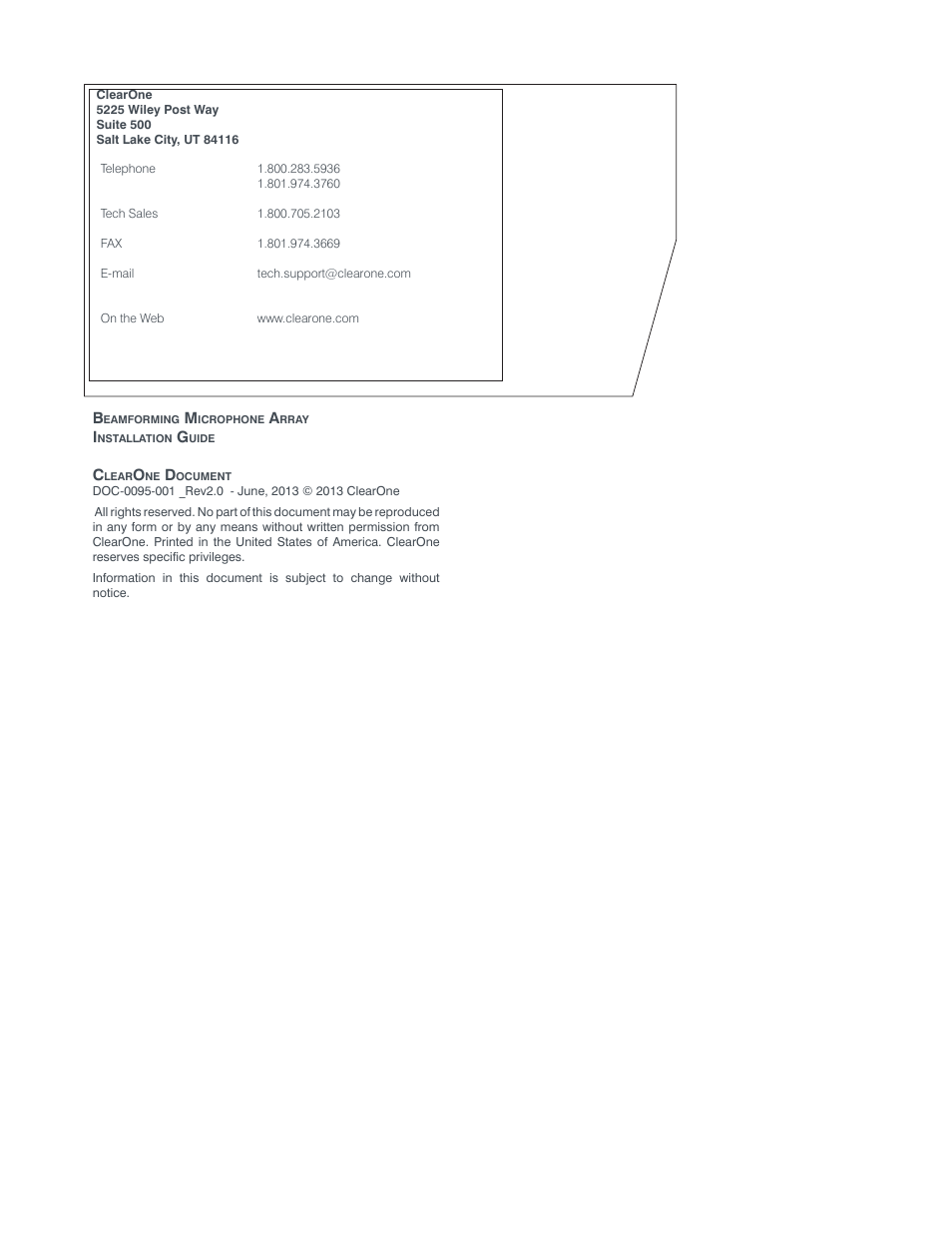 ClearOne Beamforming Microphone Array Installation Guide User Manual | Page 2 / 28