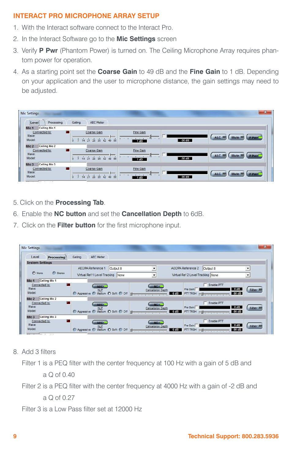 Interact pro microphone array setup | ClearOne Ceiling Microphone Array User Manual | Page 12 / 20