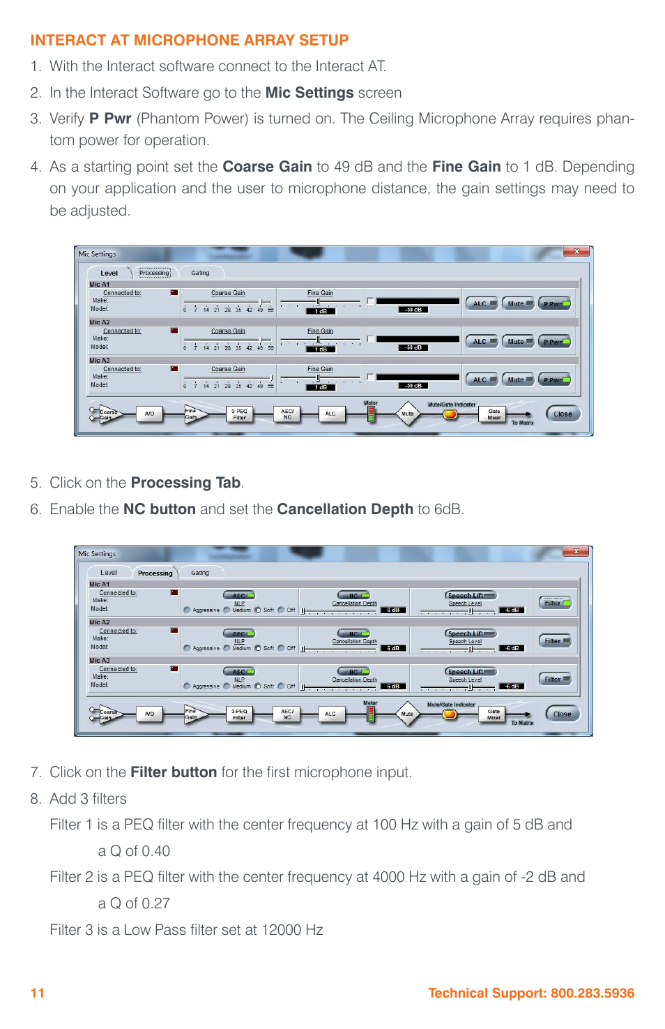 Interact at microphone array setup | ClearOne Ceiling Microphone Array User Manual | Page 14 / 20