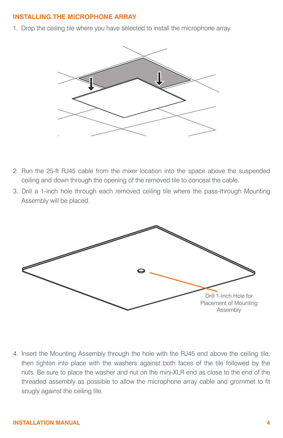 Installing the microphone array | ClearOne Ceiling Microphone Array User Manual | Page 7 / 20