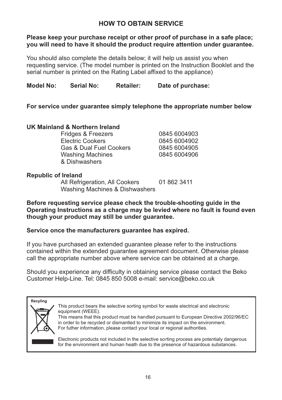 Beko CDA 664 F User Manual | Page 17 / 18