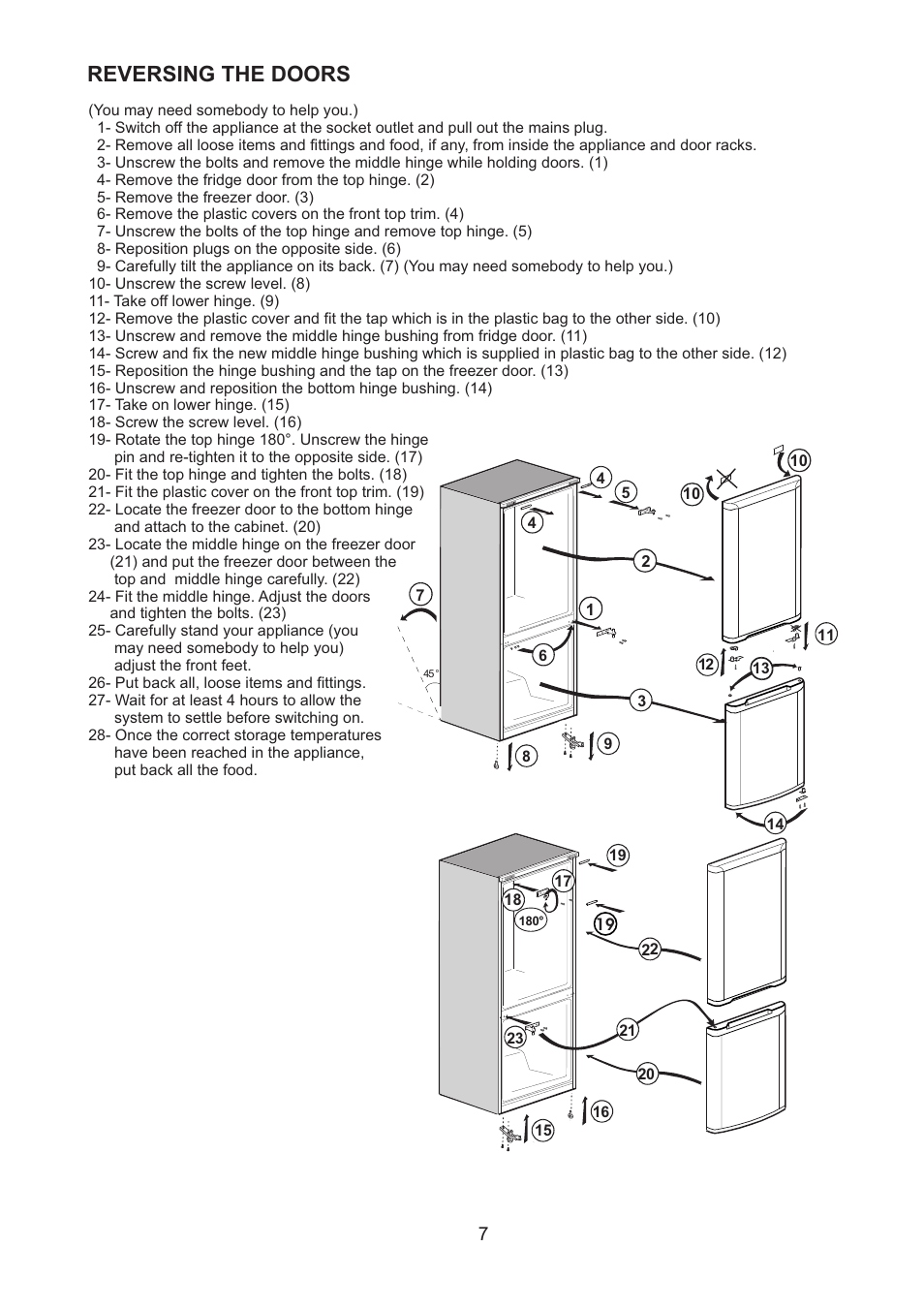 Reversing the doors | Beko CDA 664 F User Manual | Page 8 / 18