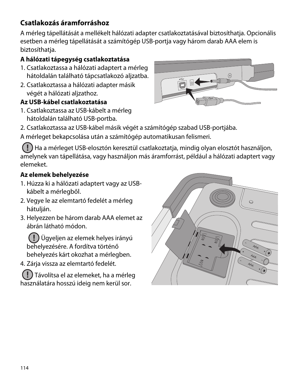 Csatlakozás áramforráshoz | Dymo S50 User Manual | Page 118 / 134