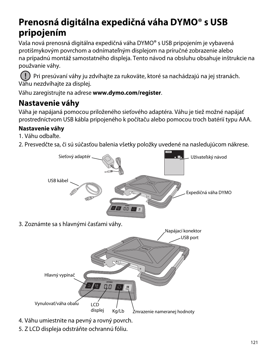 Nastavenie váhy | Dymo S50 User Manual | Page 125 / 134