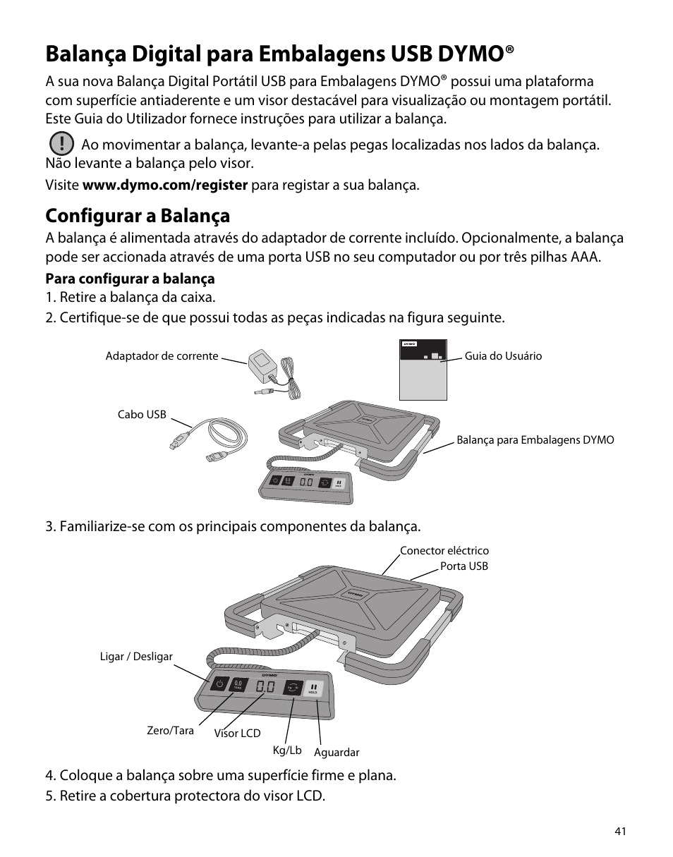 Balança digital para embalagens usb dymo, Configurar a balança | Dymo S50 User Manual | Page 45 / 134