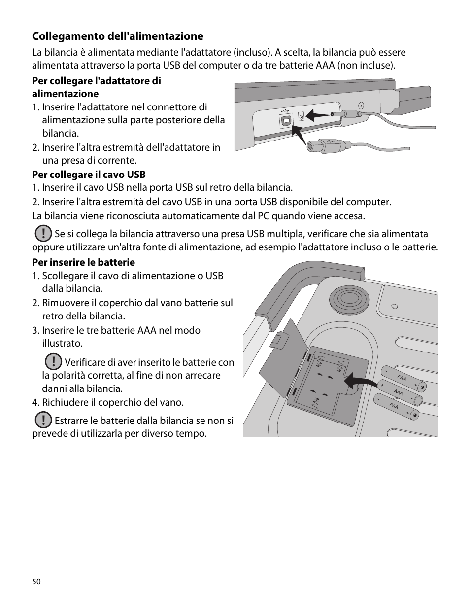 Collegamento dell'alimentazione | Dymo S50 User Manual | Page 54 / 134