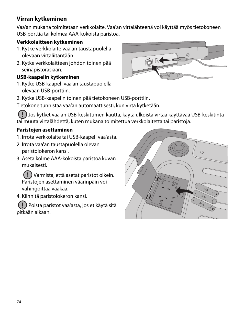 Virran kytkeminen | Dymo S50 User Manual | Page 78 / 134