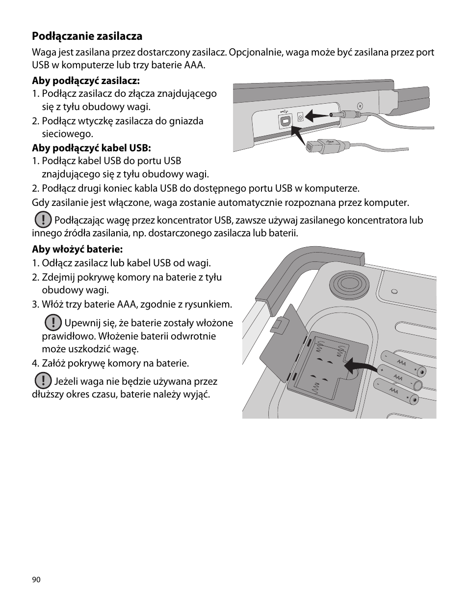 Podłączanie zasilacza | Dymo S50 User Manual | Page 94 / 134