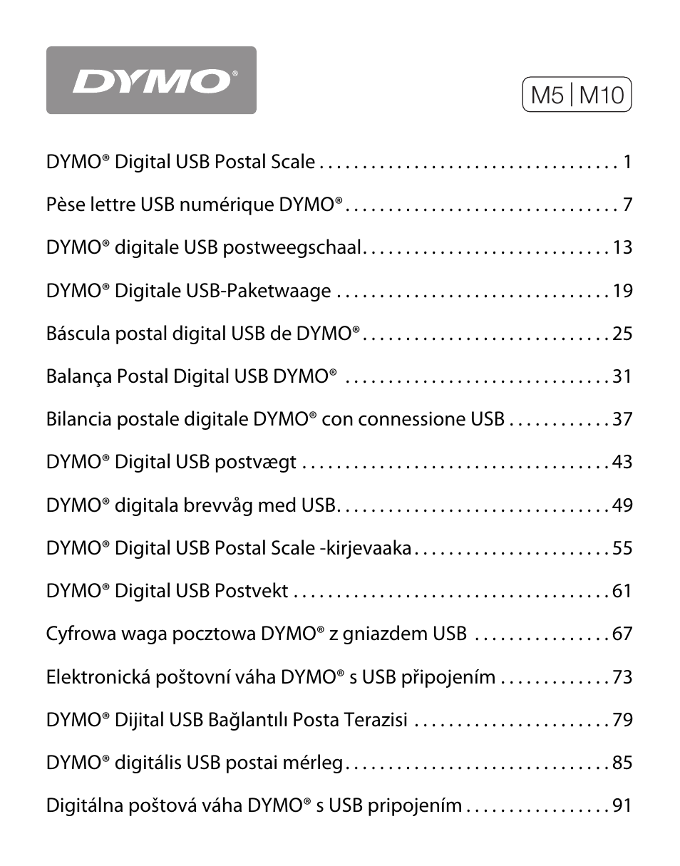 M5 | m10 | Dymo M5 User Manual | Page 3 / 102