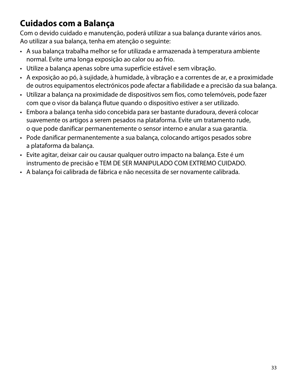 Cuidados com a balança | Dymo M1 User Manual | Page 37 / 102