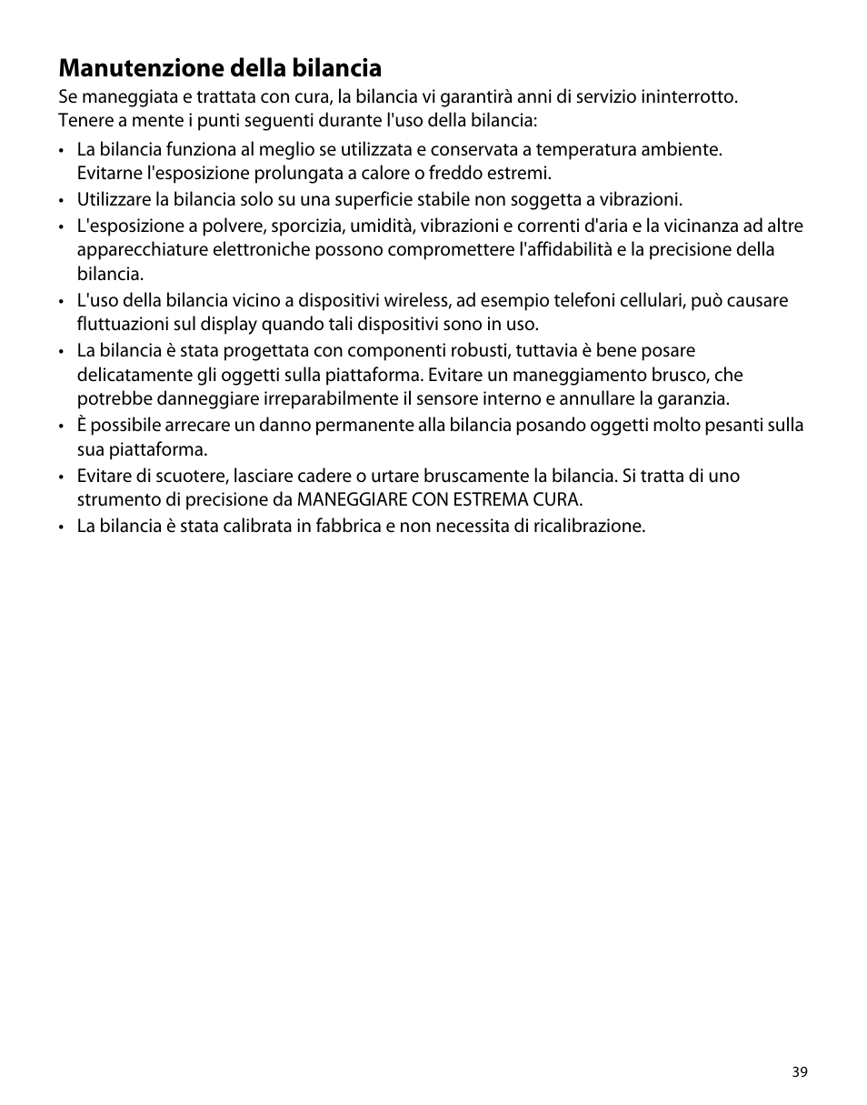 Manutenzione della bilancia | Dymo M1 User Manual | Page 43 / 102