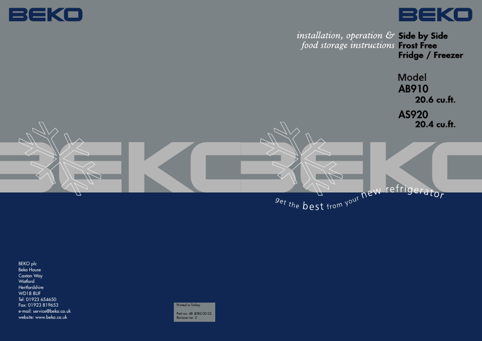 Beko AB910 User Manual | 18 pages