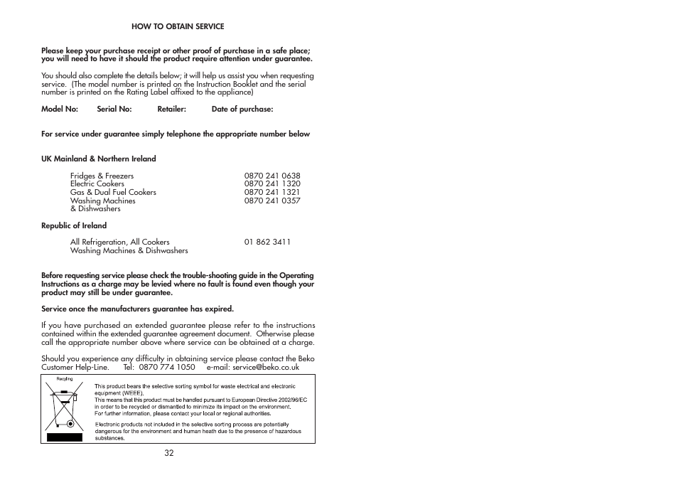 Beko AB910 User Manual | Page 18 / 18