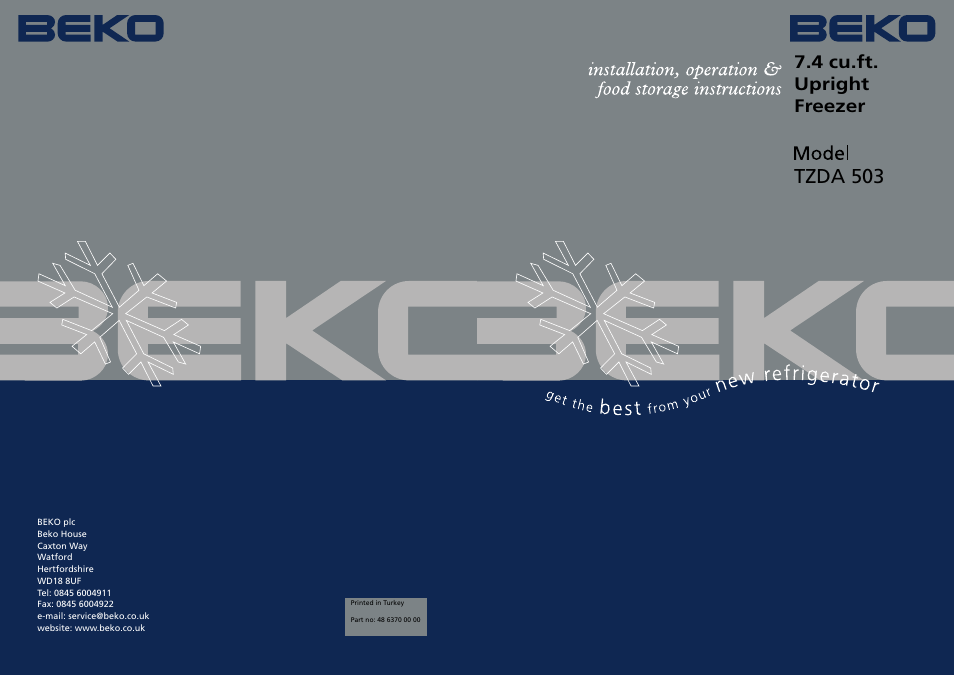 Beko TZDA 503 User Manual | 9 pages