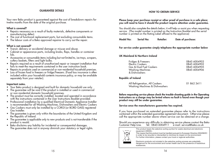 Beko TZDA 503 User Manual | Page 9 / 9