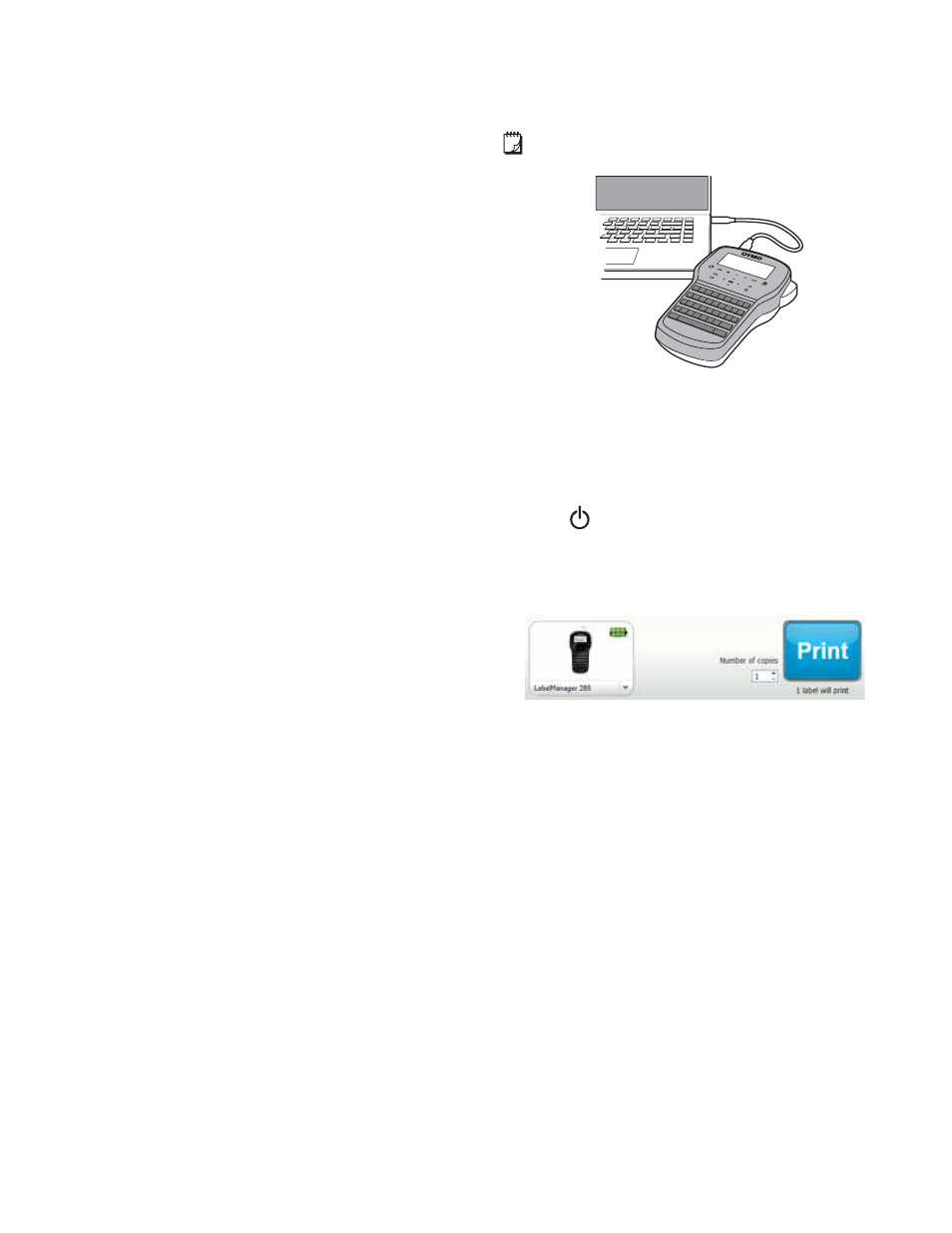Using the label maker with your computer, Installing dymo label software, Connecting the label maker to your computer | Dymo LabelManager 280 User Manual | Page 13 / 17