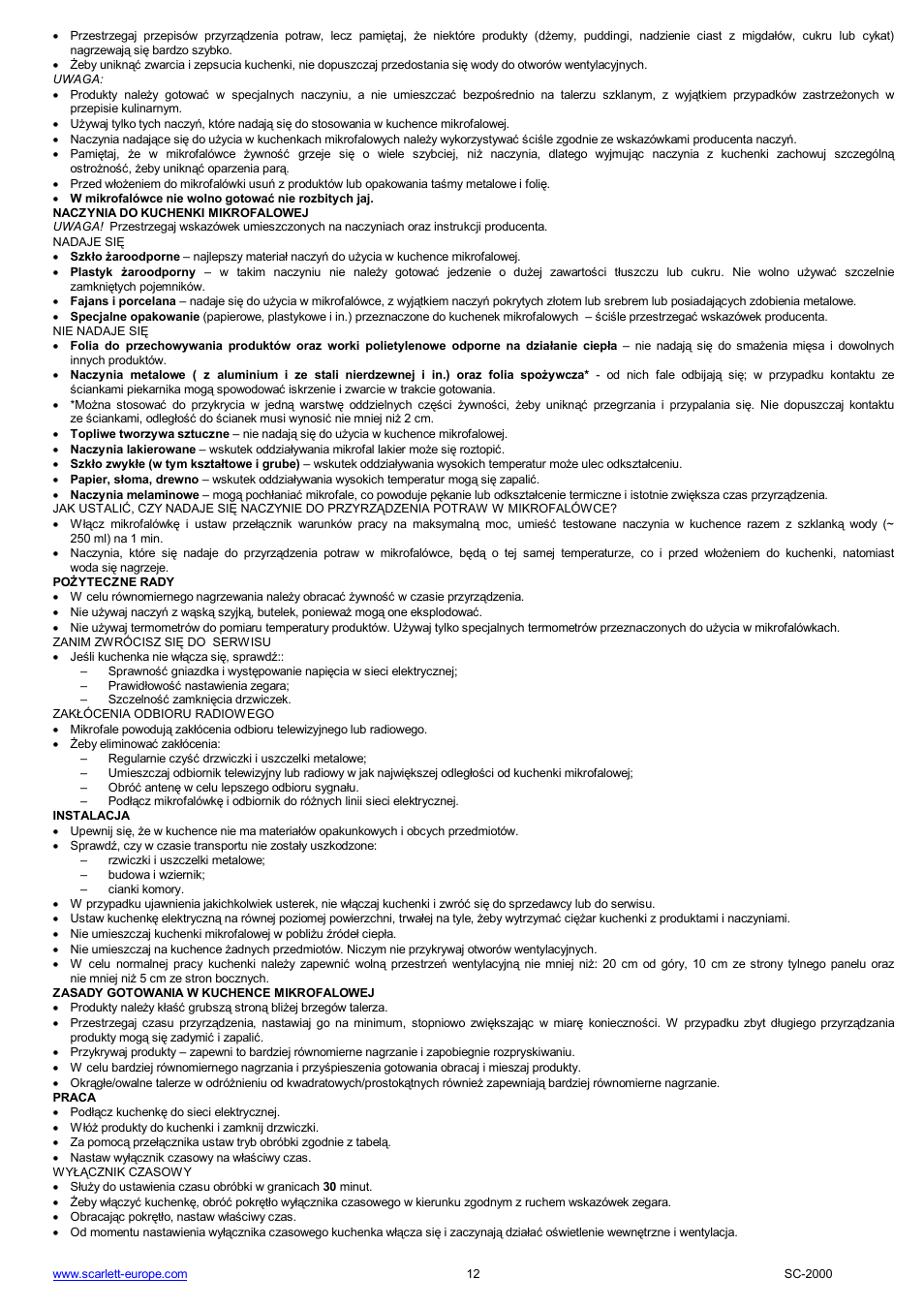 Scarlett SC-2000 User Manual | Page 12 / 34