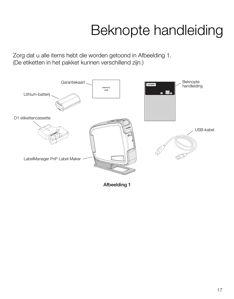 Beknopte handleiding | Dymo LabelManager PnP User Manual | Page 21 / 38