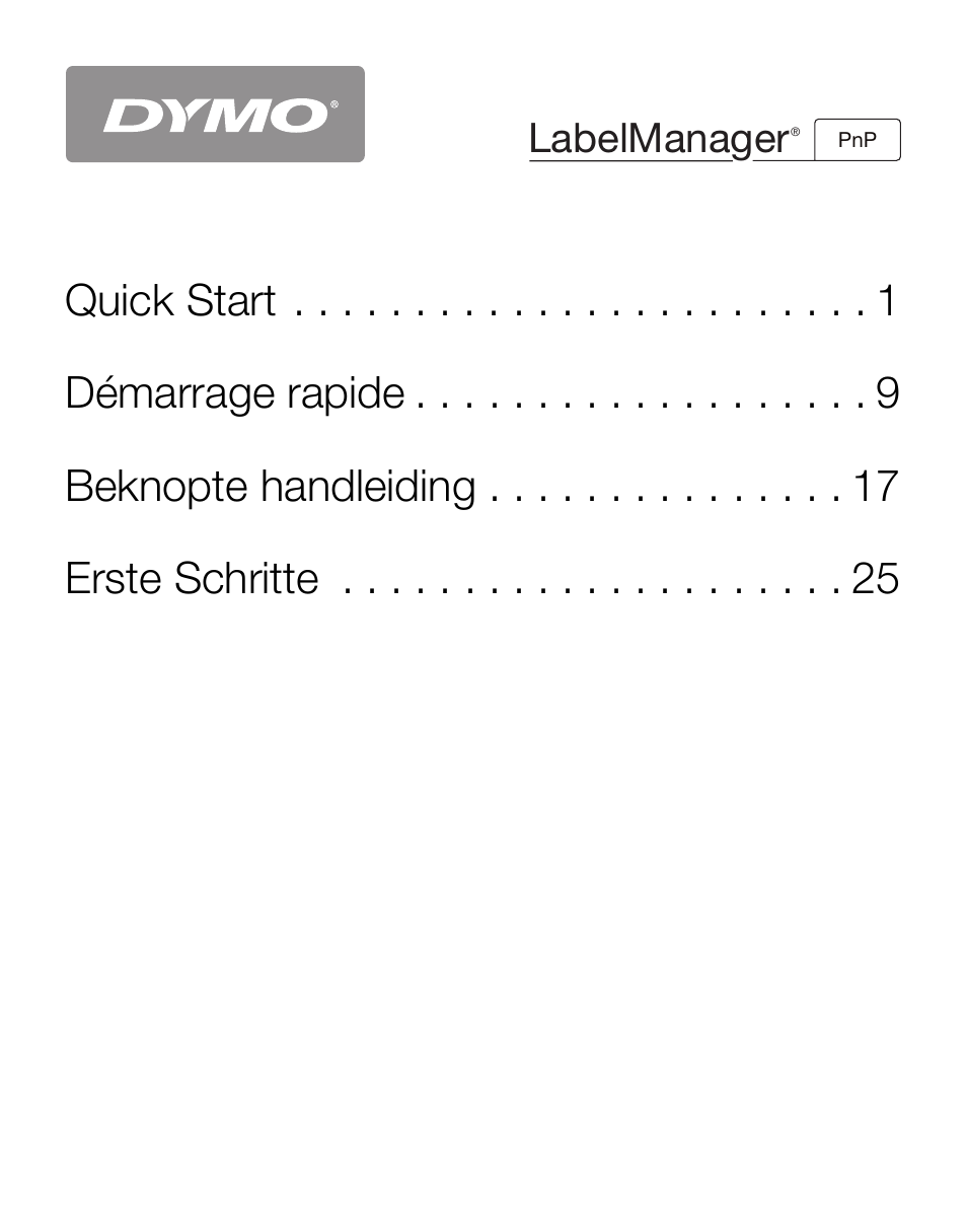 Labelmanager | Dymo LabelManager PnP User Manual | Page 3 / 38