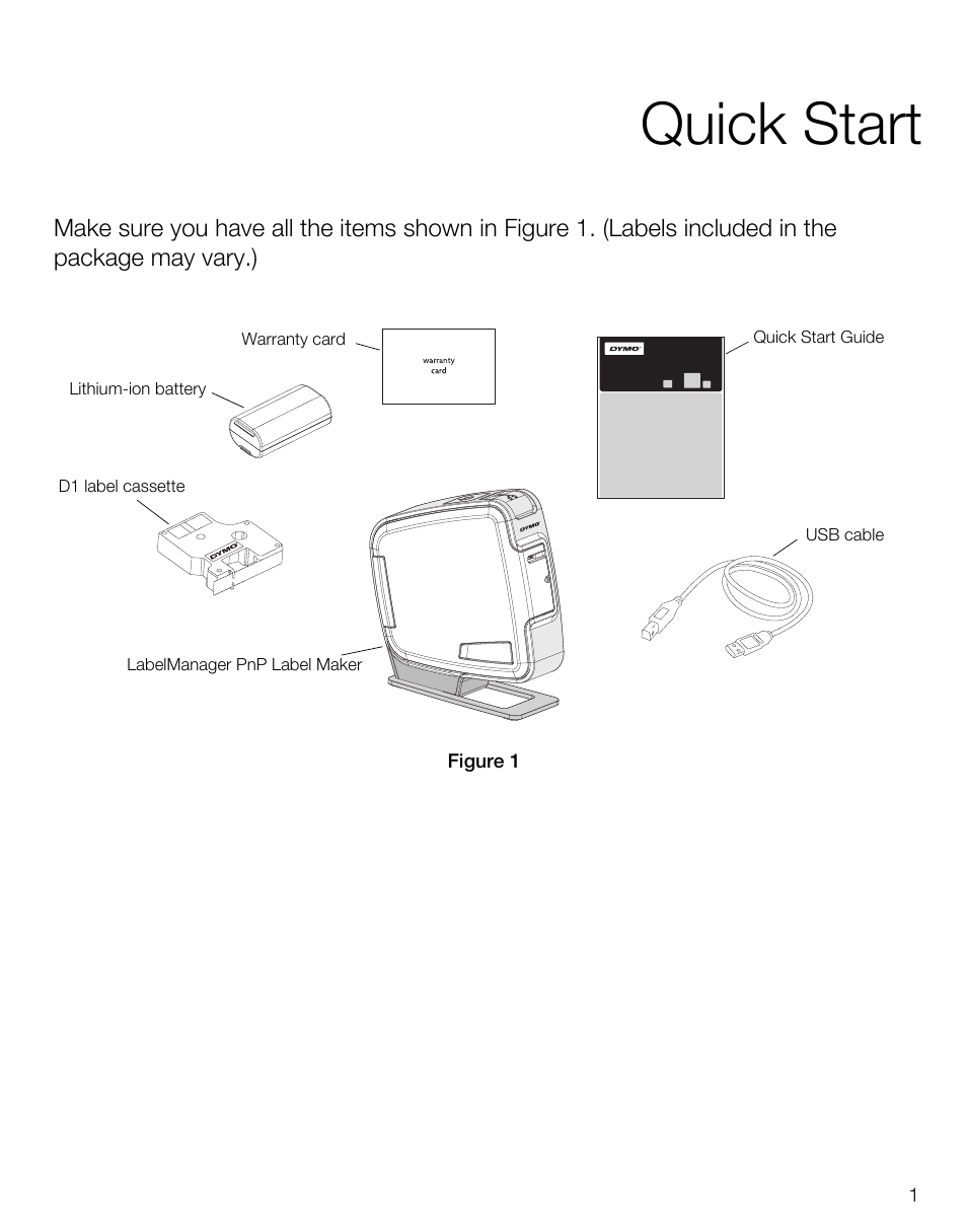 Quick start | Dymo LabelManager PnP User Manual | Page 5 / 38