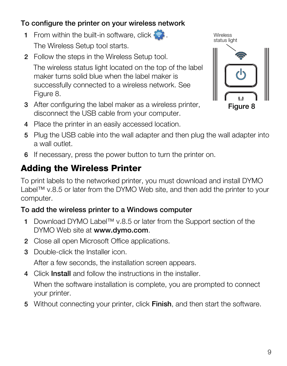 Adding the wireless printer | Dymo LabelManager Wireless PnP Quick Start Guide User Manual | Page 13 / 62