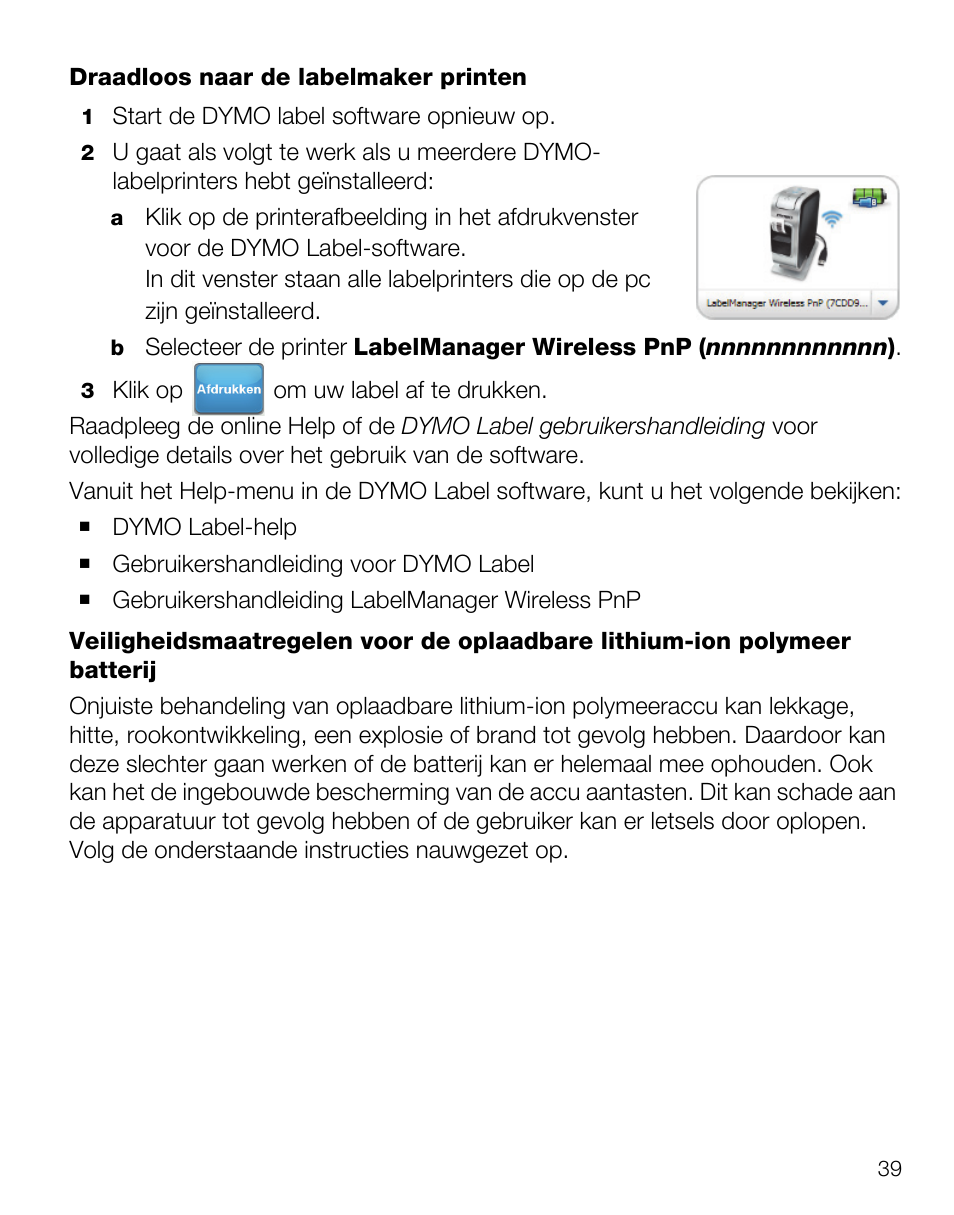 Dymo LabelManager Wireless PnP Quick Start Guide User Manual | Page 43 / 62