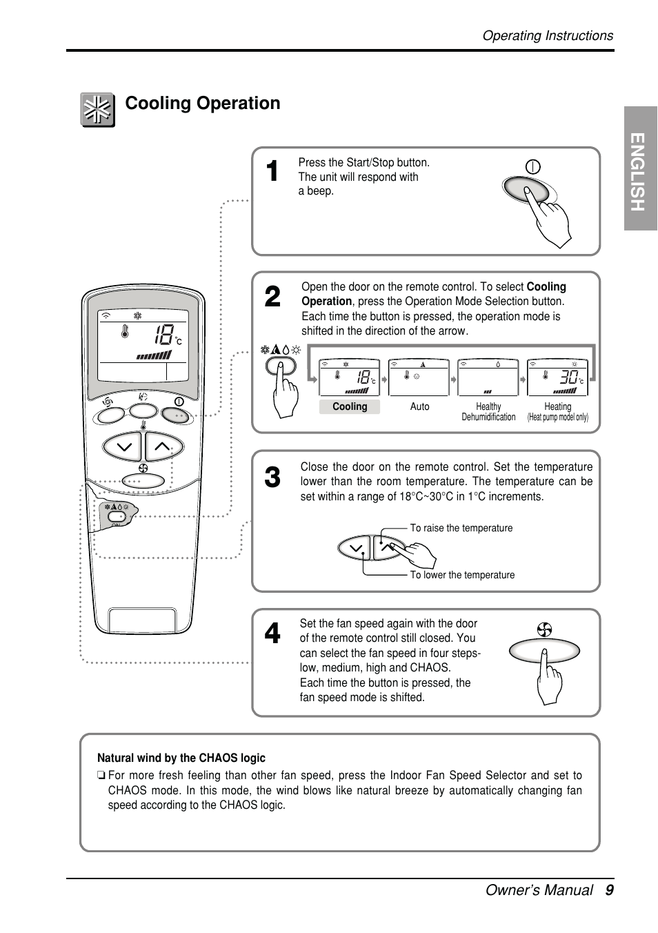 English, Cooling operation | Beko LG-BKE 6450 D User Manual | Page 9 / 23