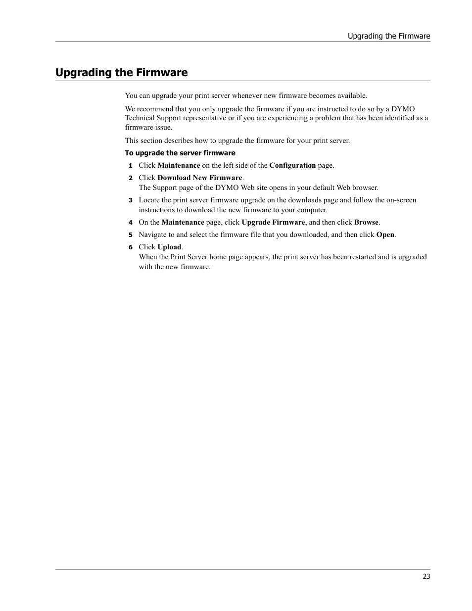 Upgrading the firmware | Dymo LabelWriter Print Server User Manual | Page 27 / 34
