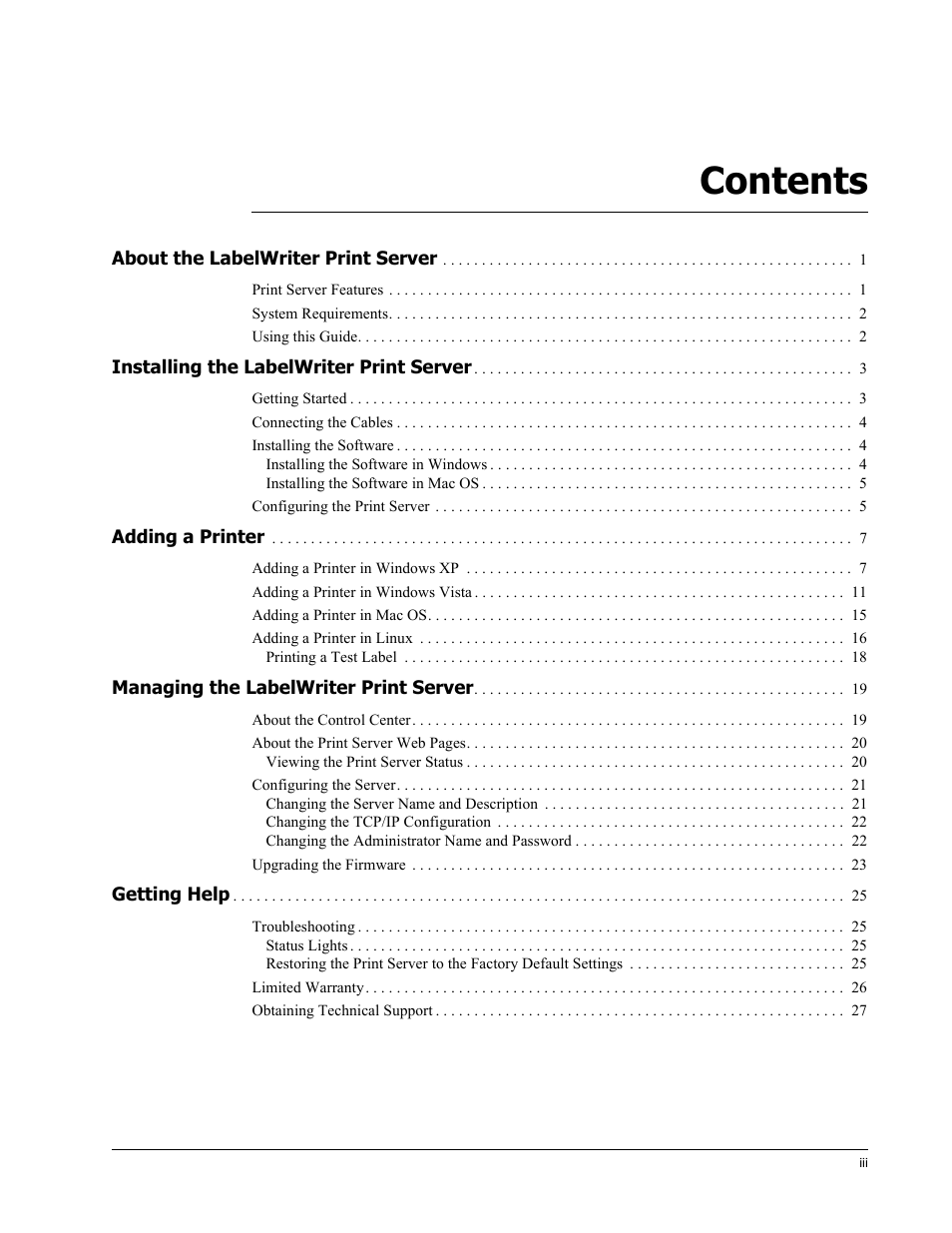 Dymo LabelWriter Print Server User Manual | Page 3 / 34