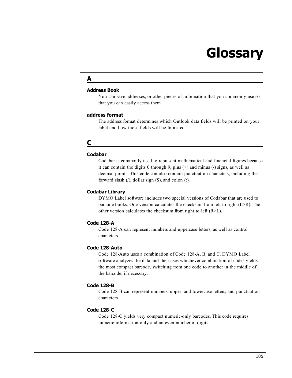 Glossary | Dymo LabelWriter 450 Turbo Software Manual User Manual | Page 113 / 118