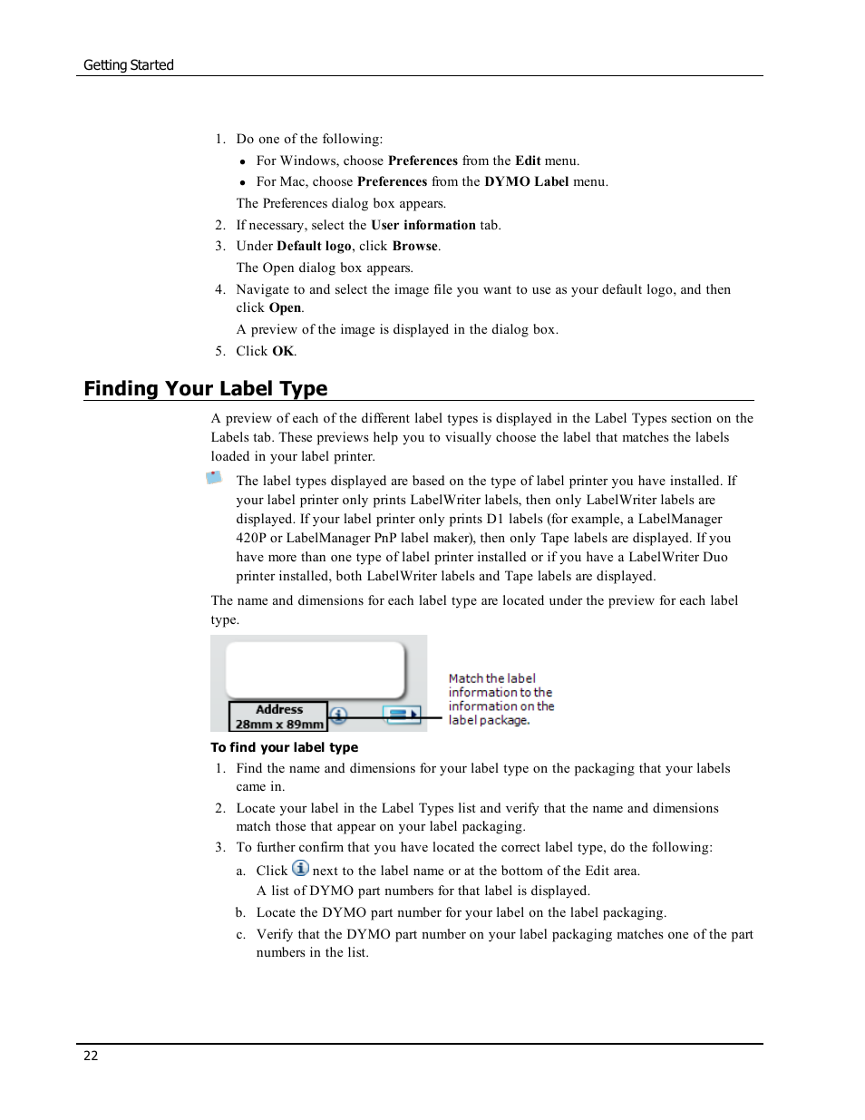 Finding your label type | Dymo LabelWriter 450 Turbo Software Manual User Manual | Page 30 / 118