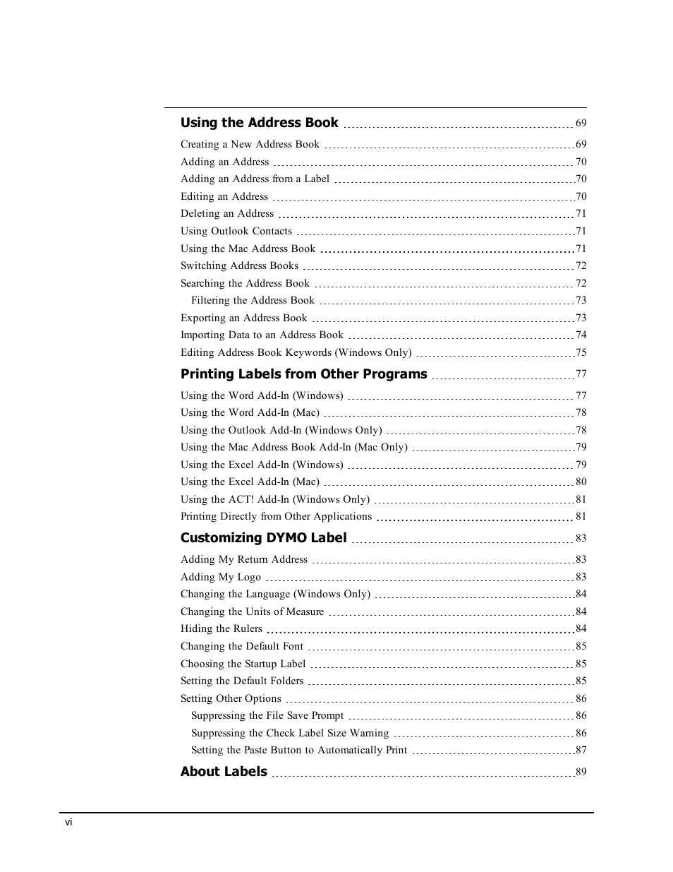 Dymo LabelWriter 450 Turbo Software Manual User Manual | Page 6 / 118